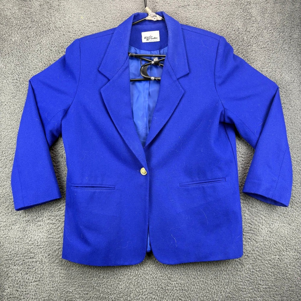 Katie Brooke Women Electric Blue Wool Blend Blazer Jacket Size 12‎